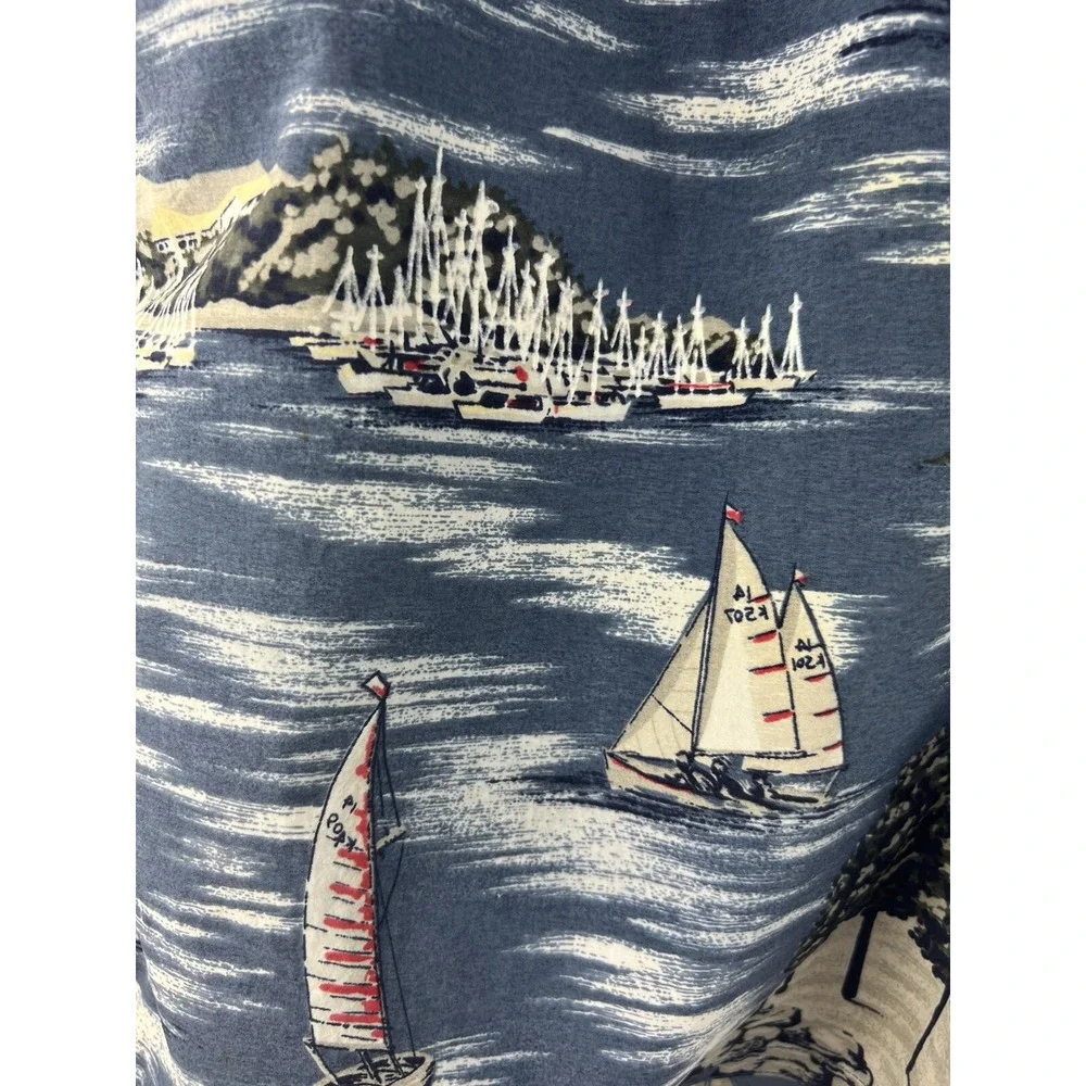 Nautica Swim Trunks Men's‎ Sz L Blue/Sailboats Drawstring Inside Pocket